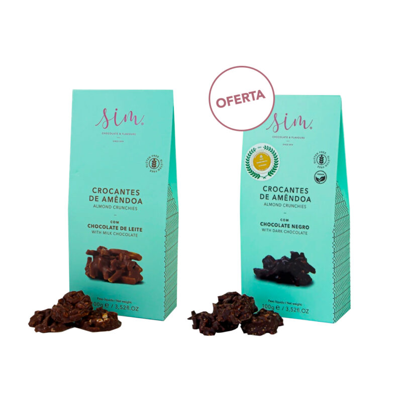PACK OFERTA Crocantes de Amêndoa Chocolate de Leite e Chocolate Negro