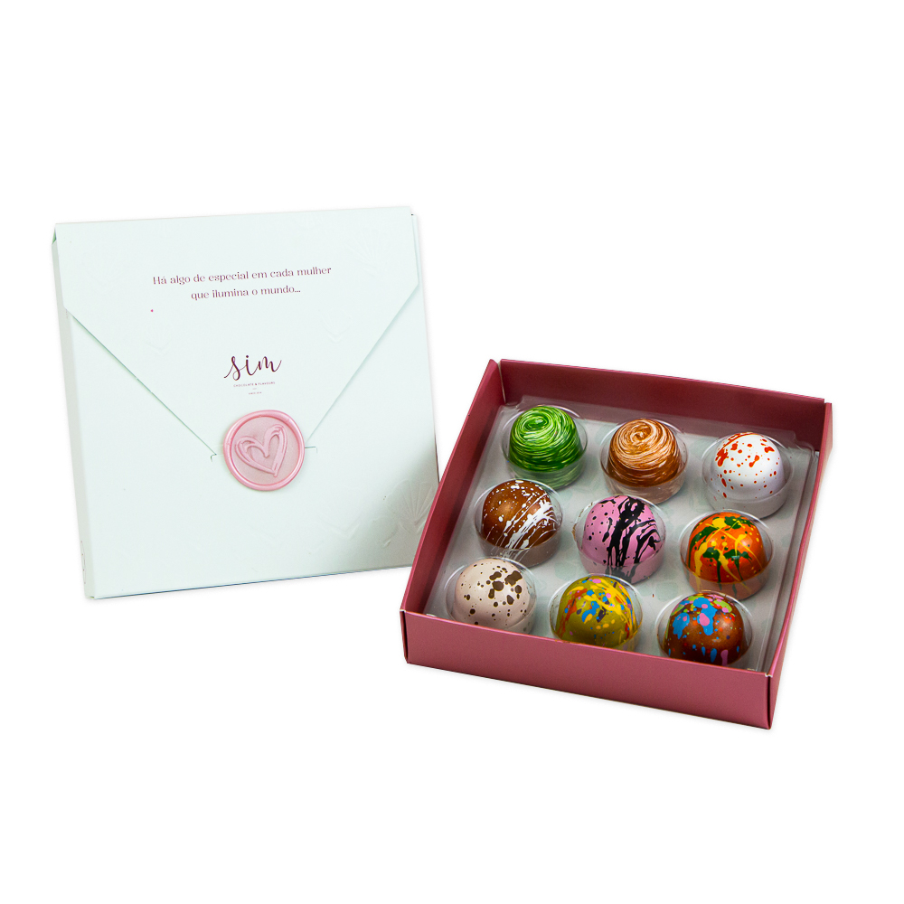 Caixa de 9 Bombons Dia da Mulher Caixa de 9 Bombons Dia da Mulher