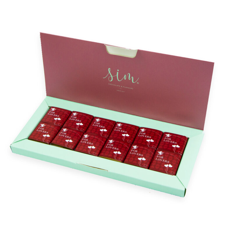 Caixa de 12 Napolitanas For Lovers Chocolate Negro 70%