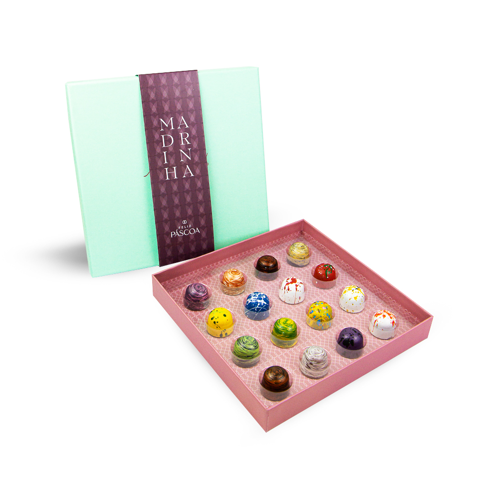 Caixa Feliz Páscoa Madrinha 16 Bombons Caixa Feliz Páscoa Madrinha 16 Bombons