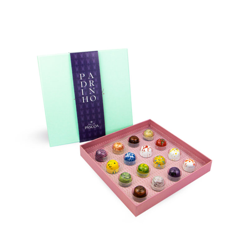 Caixa Feliz Páscoa Padrinho 16 Bombons Caixa Feliz Páscoa Padrinho 16 Bombons