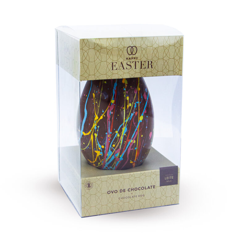 Feliz Páscoa Ovo Pintado de Chocolate de Leite